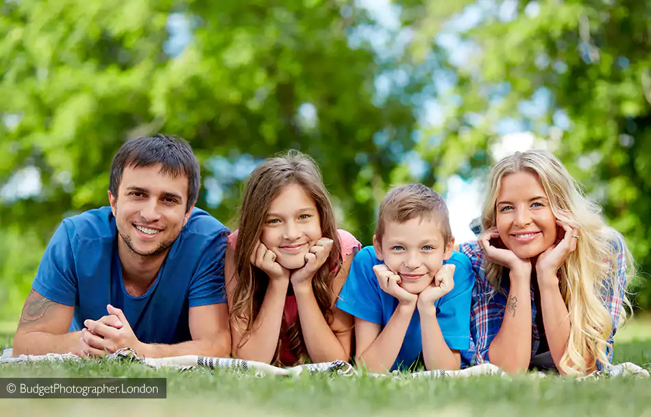 Family lying on the ground